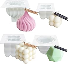 Silicone Candle Molds, 4PCS Bubble Candle Molds, Candle Molds for Candle Making, Candle Molds Silicone, Soap Making Resin Mould for Handmade Chocolate, Pudding, Clay, Ornament