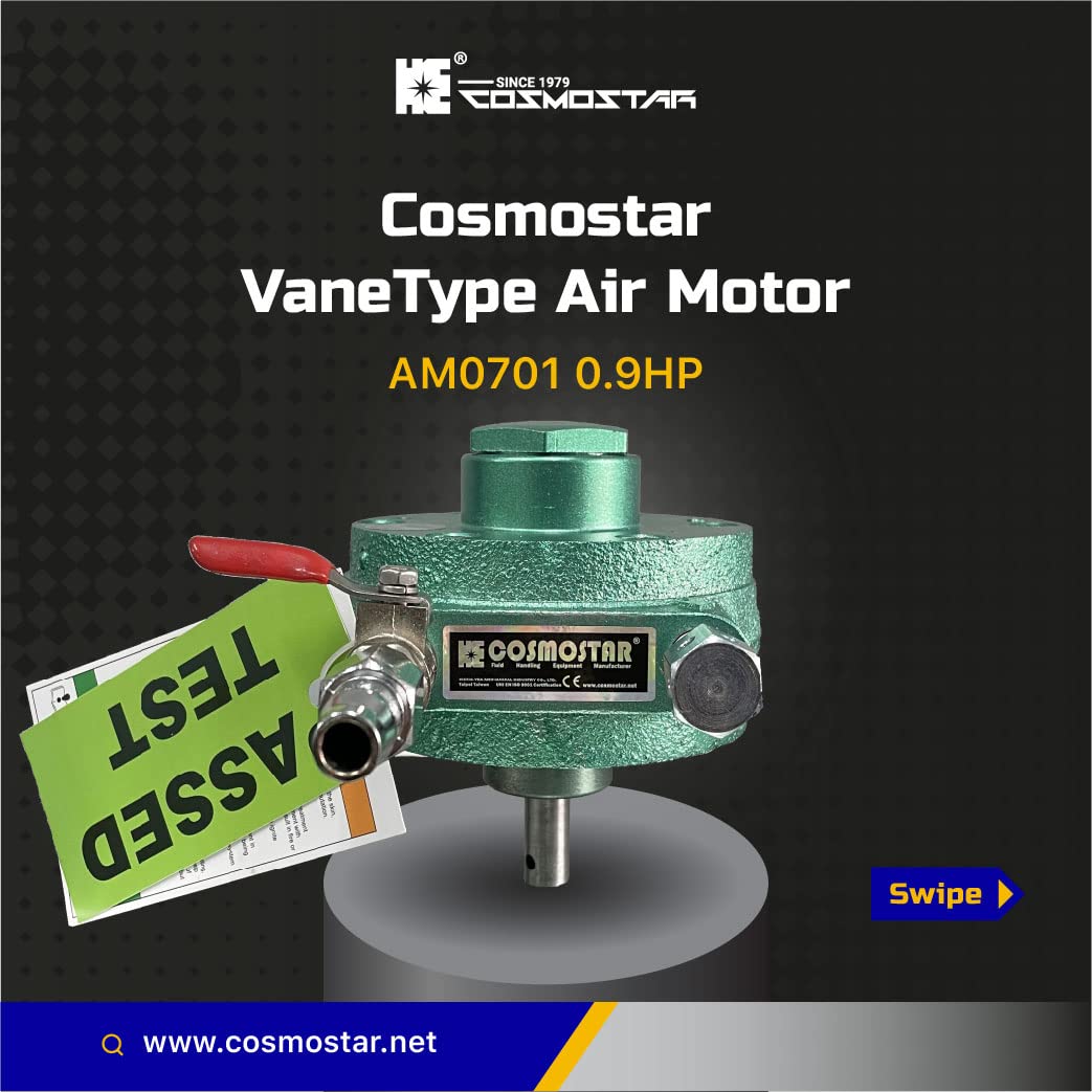 COSMOSTAR AM0701 0,9 CV, motore ad aria compressa a cellule alari, durevole e versatile per pittura, stampa e miscelatori | AM2 tipo di cella ad ala