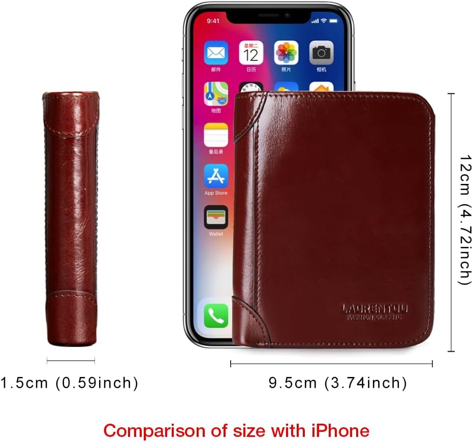 LAORENTOU Wallet for Men Genuine Leather Bifold Stylish Wallet with ID Window Credit Card Holder (Dark brown1) - Image 8