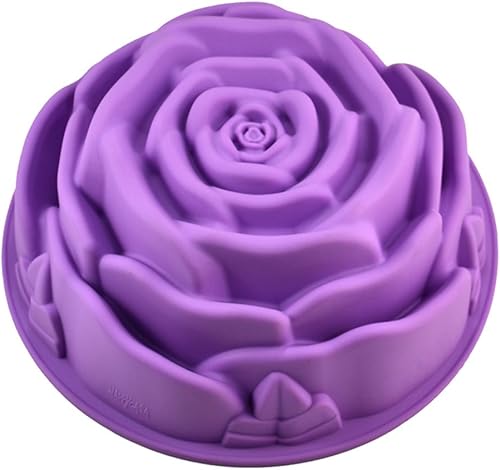 Molde para hornear de silicona para tartas de cumpleaños de 9 pulgadas, diseño de flores de rosas, L
