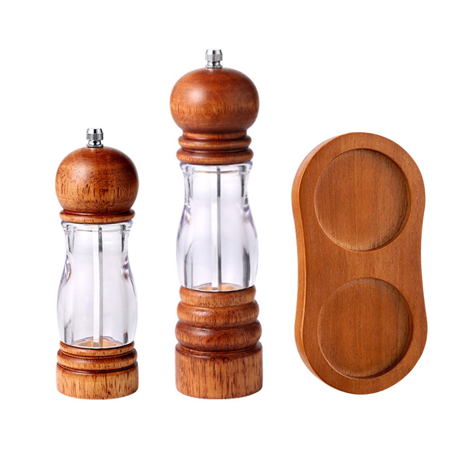 TFAOYS Wood Salts and Peppers Grinder Set Adjustable Coarseness Spices Refillable Manual Salts for Kitchen Wood Peppers Mill for Kitchen