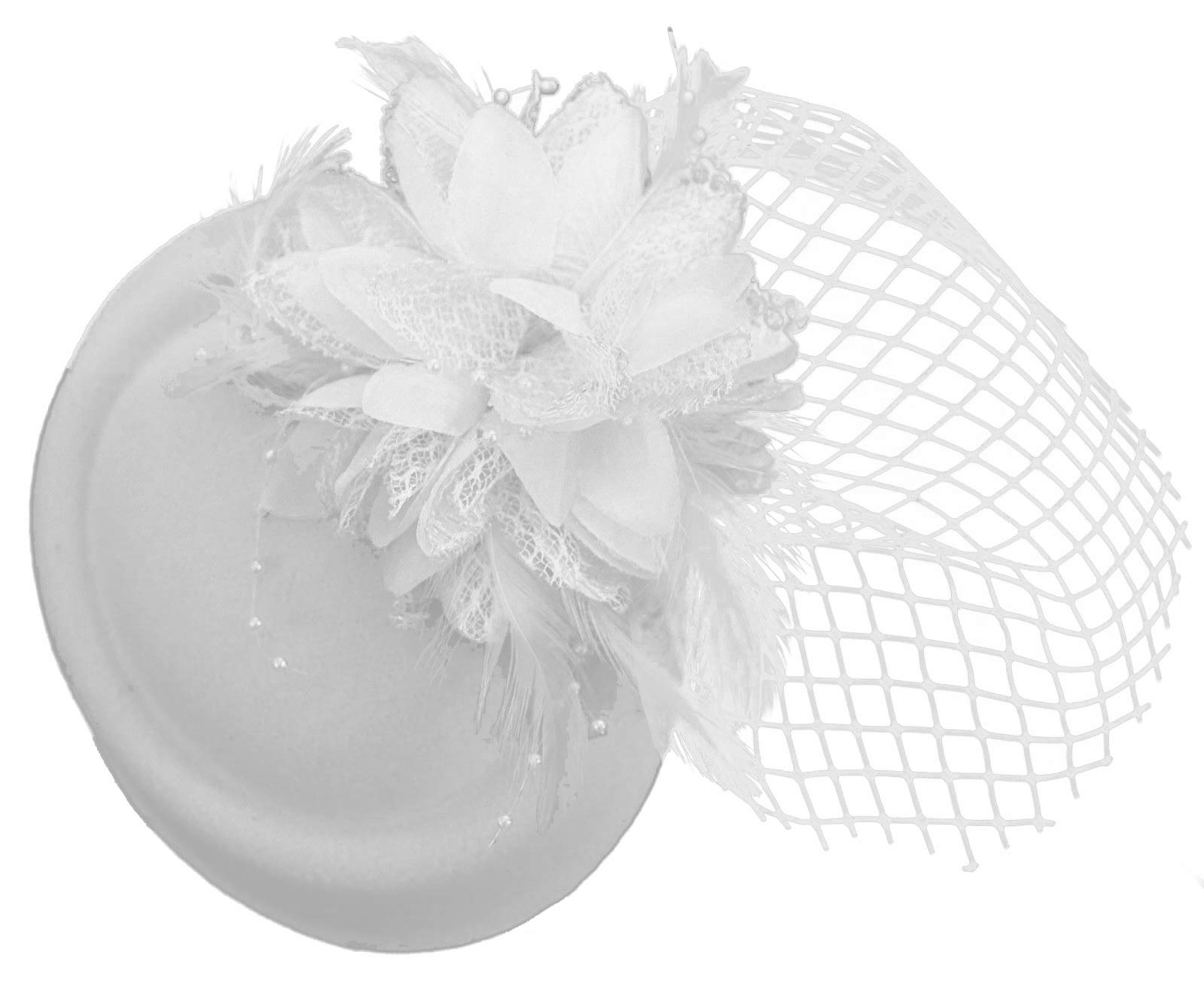 CaprilitePillbox Fascinator Hat for Women Weddings Bird Cage Veil Clip