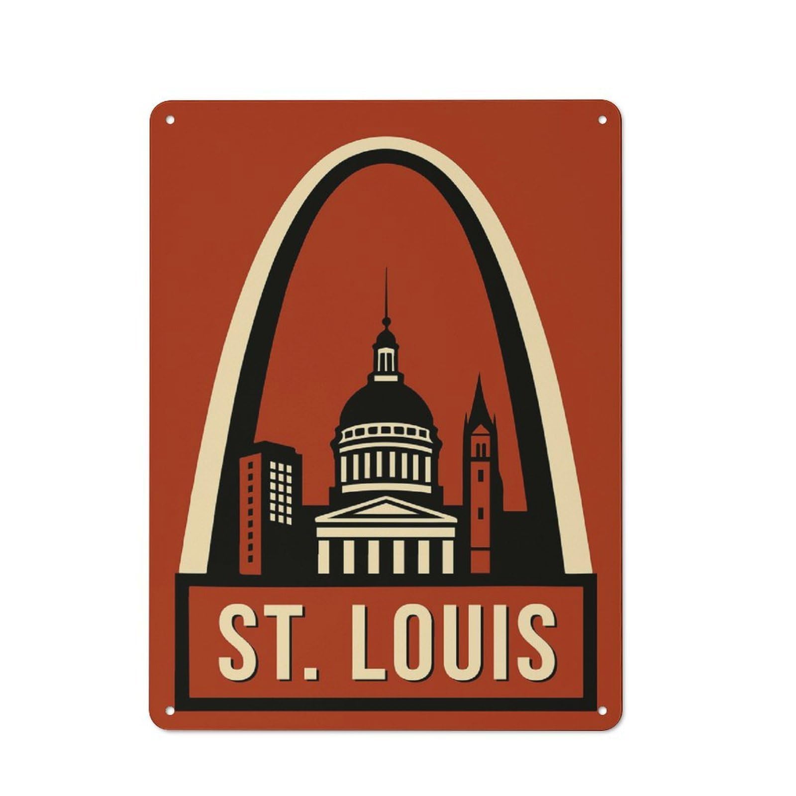 Junmoney Style For Living Room Or Hallway, St. Louis Travel Vintage Metal Sign 40X30cm, For Metal Sign Collectors, For Garage And Workshop Walls