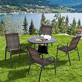 HAPPYGRILL 6 Pack Stackable Dining Chairs Outdoor PE Wicker Patio Arm Chairs with Rustproof Steel Frame, Bistro Deck Chairs for Backyard Garden and Poolside 61bCvpsGYNL. SS280