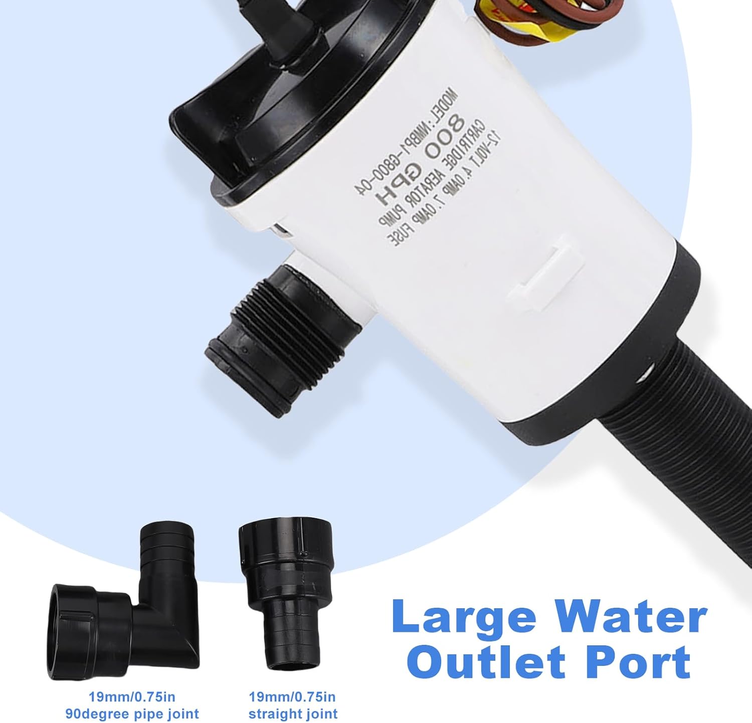 800GPH Livewell Pump Kit 12V 4.0A Fish Tank Bilge Pump Boat Livewell Aerator Pump for Boat Marine