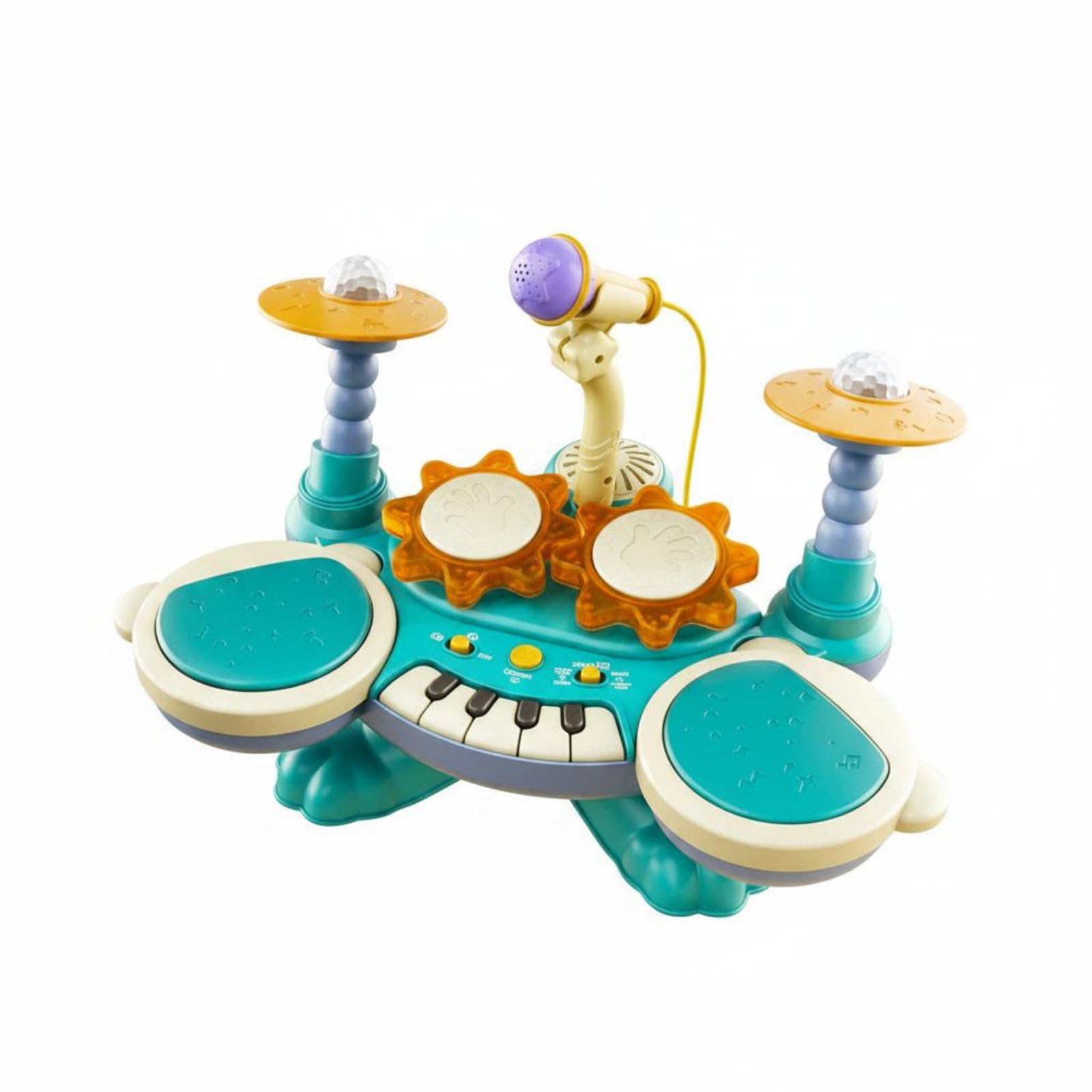 Tastiera Elettronica Bambini con Mini Tastiera Percussioni Colorate Luce Morbida Strumento Ludico per Esplorazione Musicale E Creatività Adatta per , Blu Lago