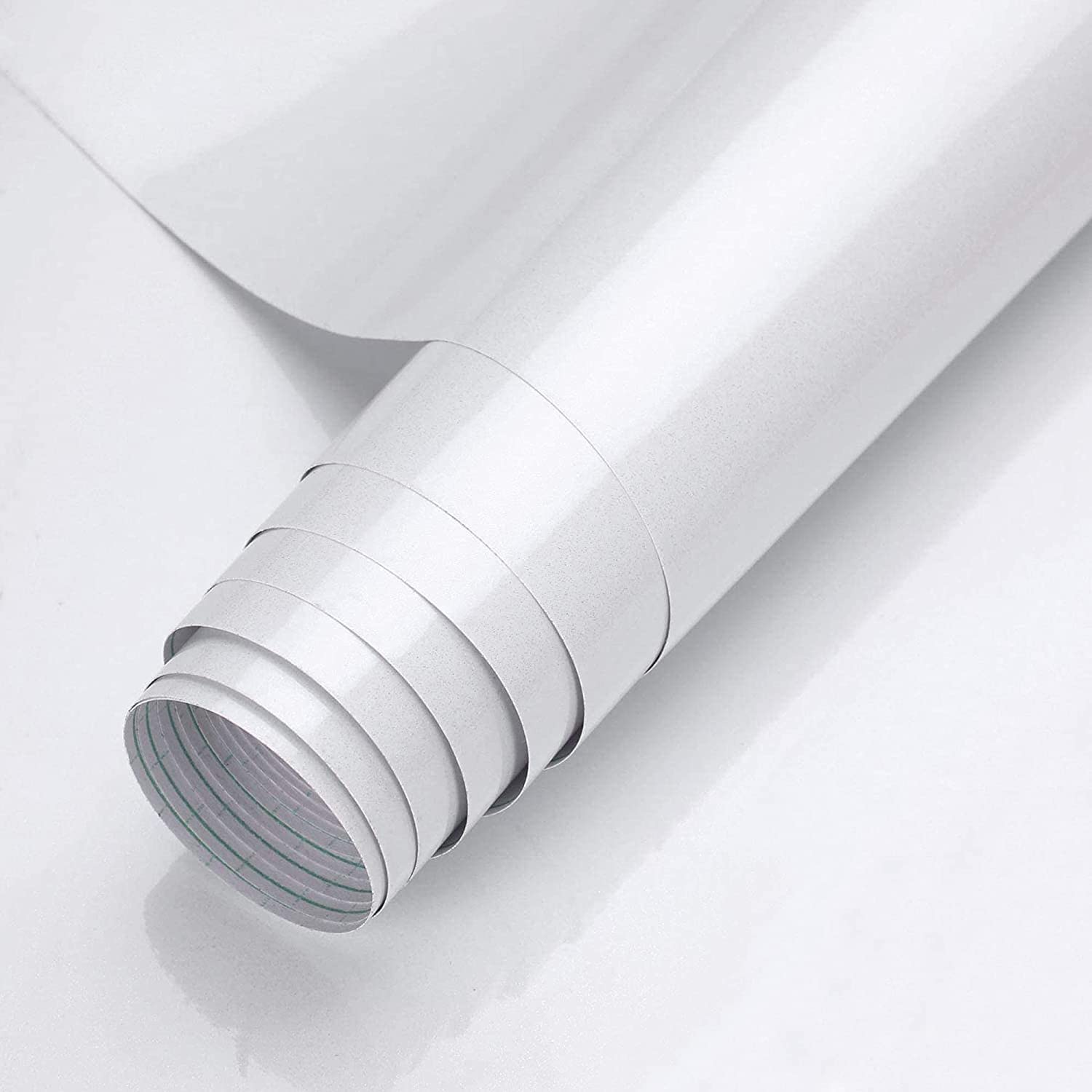 HAPPYMATES White Stylish Wallpaper Sticker, Adhesive, 24In X 3 Meter Removable, Renovation, Waterproof, Thick, Wallpaper for Bathrooms, Smooth, Dinock Sheet, Rental Type, Toilet, Furniture, Table,