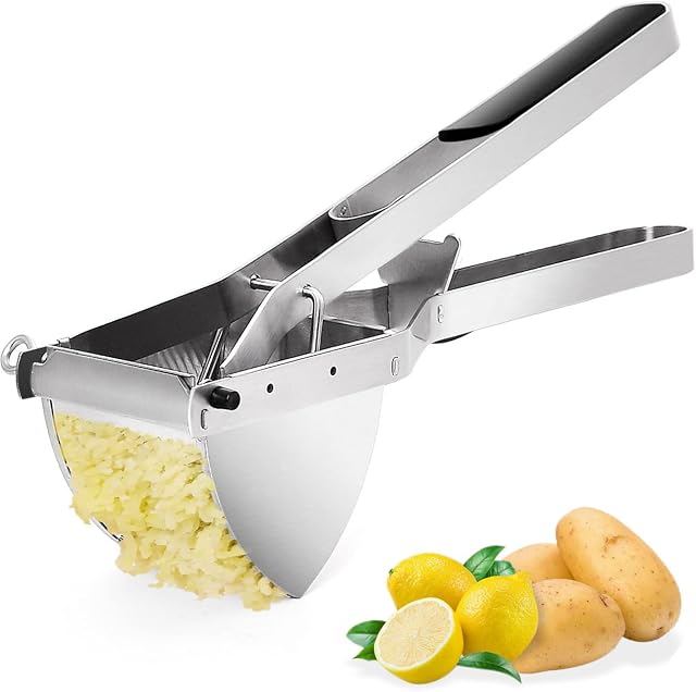 Nurch Potato Ricer and Masher, Stainless Steel Heavy Duty Commercial Baby Food Strainer, Business Fruit Masher and Food Press with Ergonomic Comfort Grip