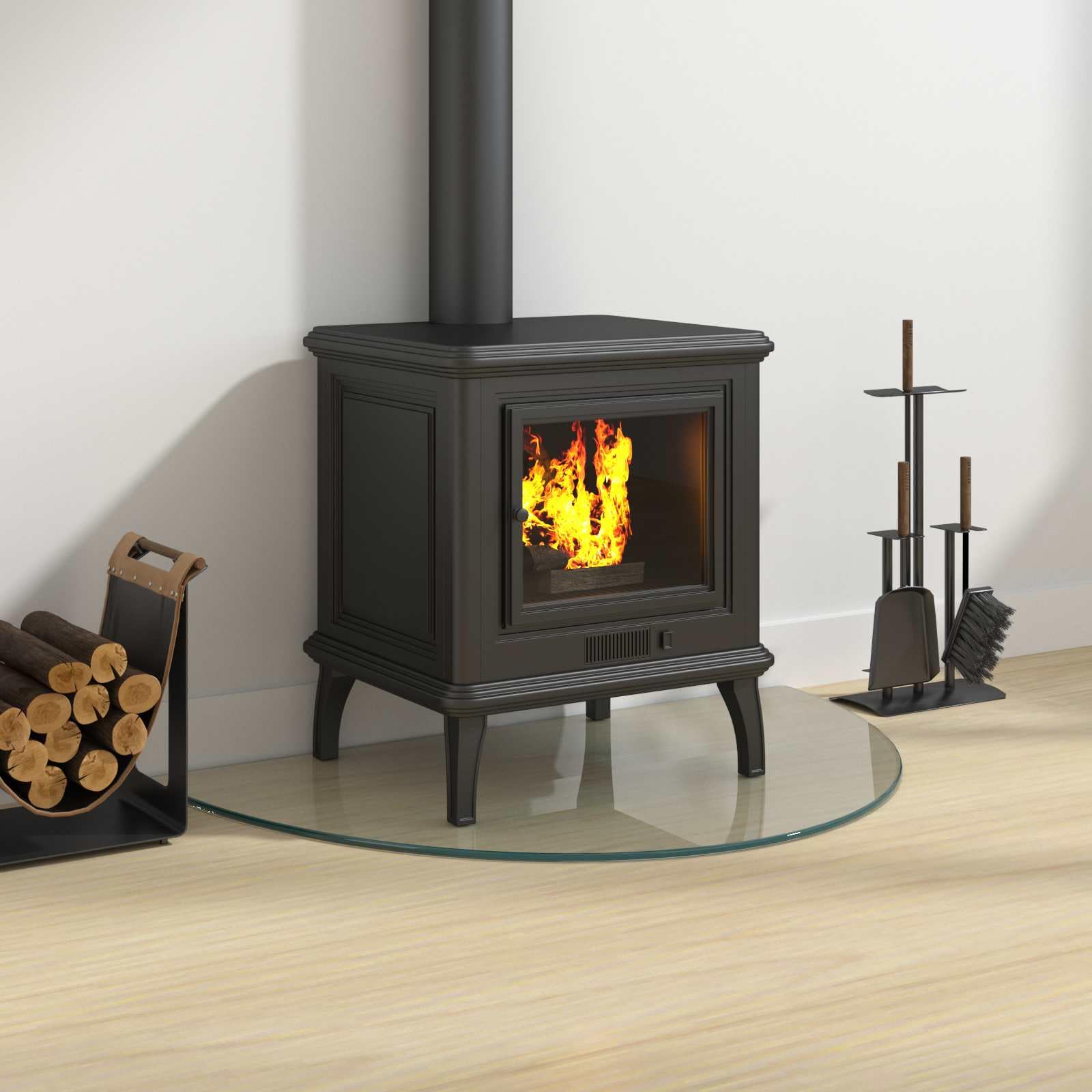 Kaminbodenplatte aus Glas 800 x 500 mm Funkenschutzplatte für Kaminofen, Bodenschutzplatte gehärtetes Sicherheitsglas für Parkett und Laminat transparent