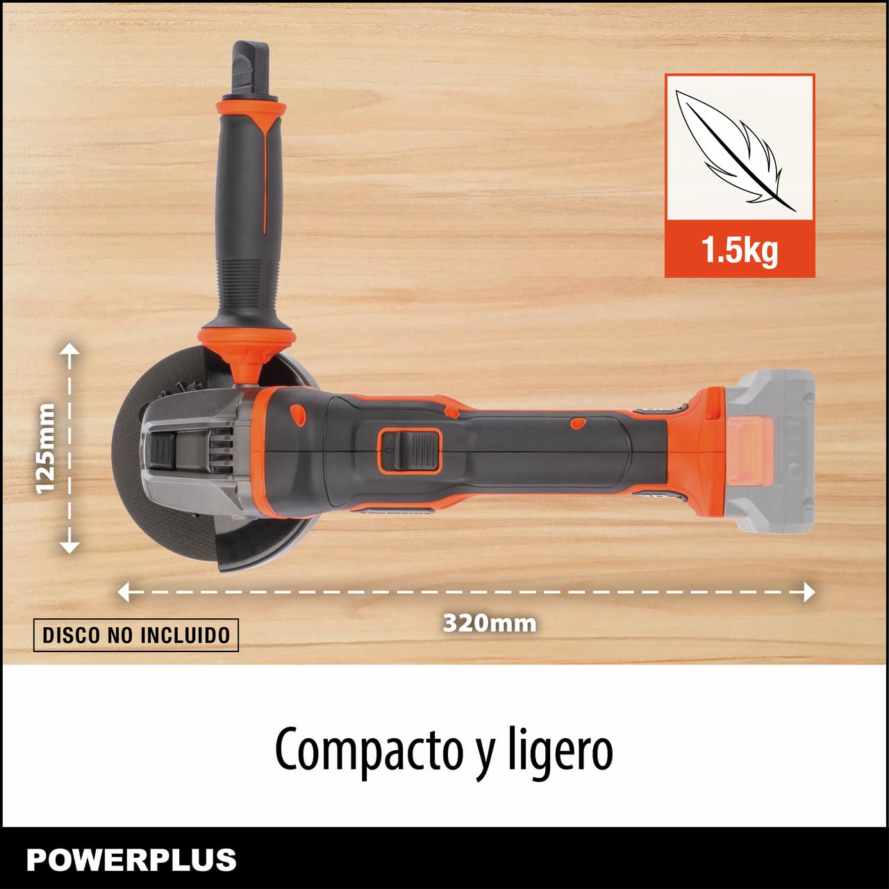 Powerplus Amoladora angular sin escobillas POWDP35160-20V Ø 125 mm, sin batería y cargador