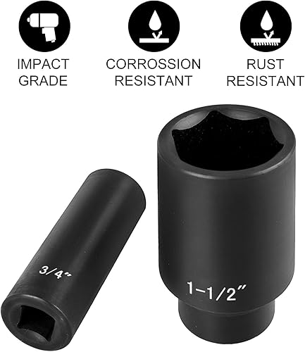 Miniatura 2 de VEVOR Juego de llaves de impacto, 12 pulgada de 19 piezas, enchufe profundo, enchufes de 6 puntos, juego de dados de 12 pulgada de impacto de 38