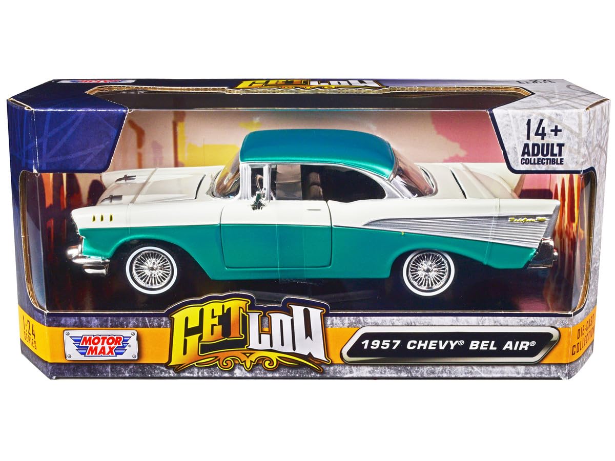 Amazon.com: 1957 Chevy Bel Air Lowrider Turquesa Metálico y Blanco