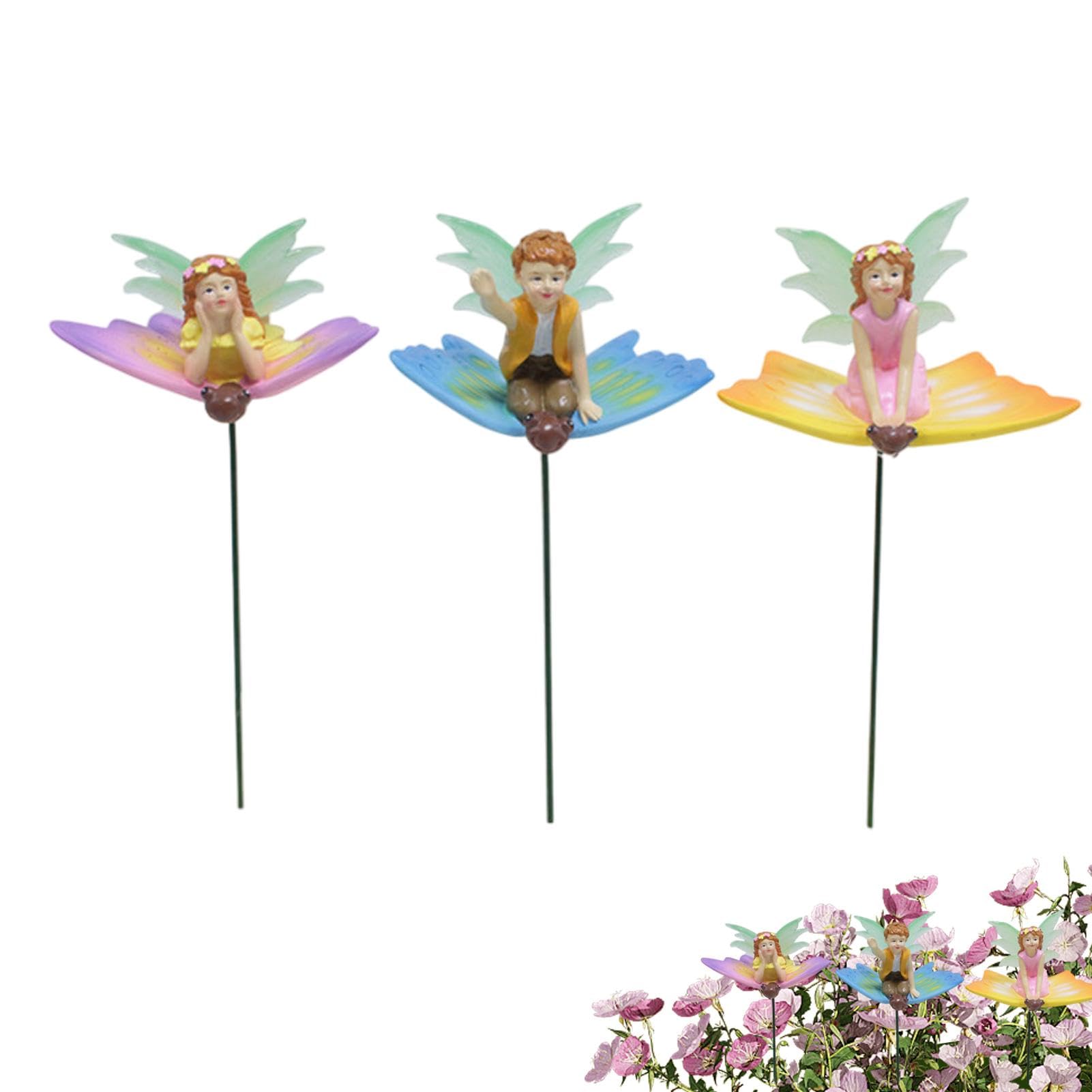 Décoration lumineuse de fée papillon : 3 piquets étanches et durables pour embellir l'extérieur