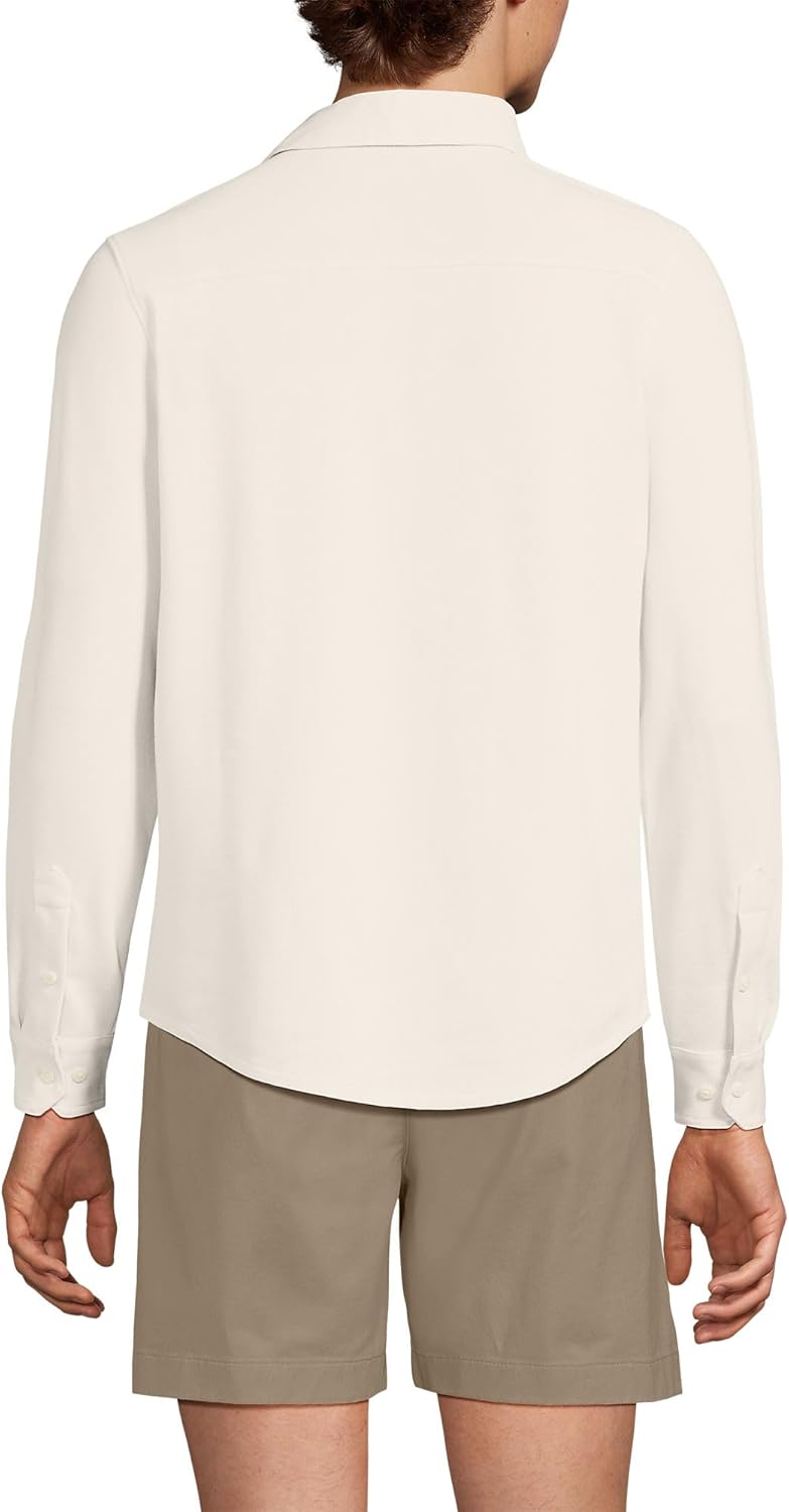 Lands' End Men's Long Sleeve Knit Travel Kit Oxford Shirt