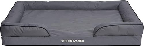 Miniatura 4 de The Dog's Bed, cama ortopédica impermeable de espuma estándar para perros con soporte estándar, XXL gris con ribete negro, impermeable, cama de