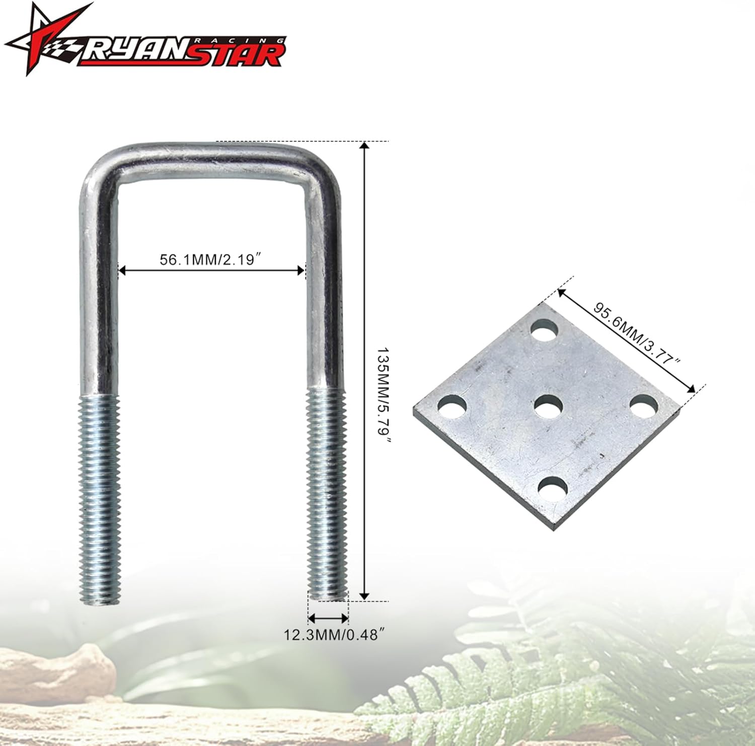RYANSTAR RACING 4 3/4" Long 2" Wide U Bolt Kit Compatible with 2x2 Axle Boat Trailer Axle Leaf Springs Trailer U Bolt Kit Square U Bolts 2 inch Wide