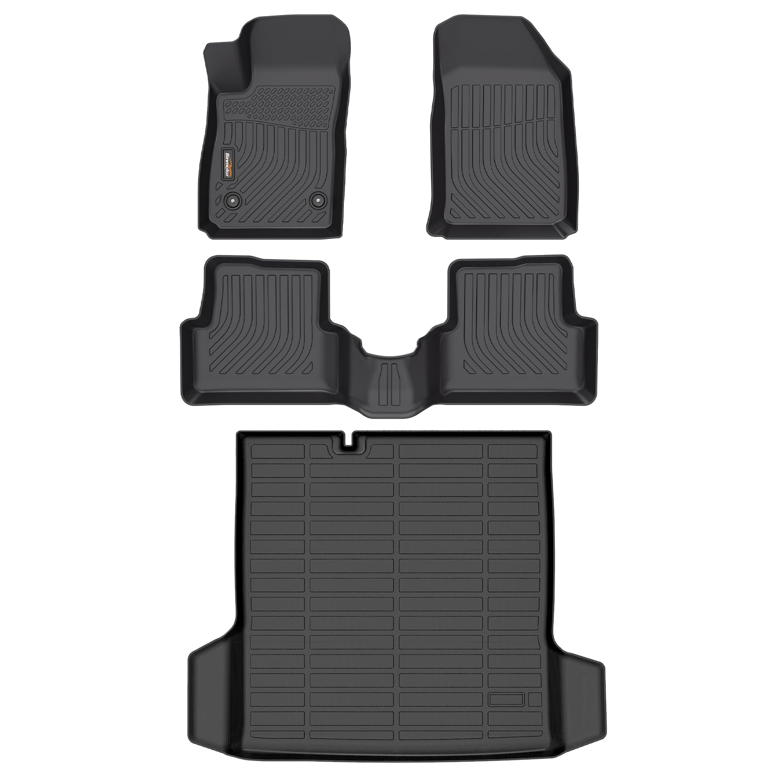 Binmotor-All Weather Car Floor Mats and Cargo Liner Set for Chevy/Chevrolet Sonic 2012-2020(Not Fit Hatchback), 2 Rows with Cargo Mat TPE Liners for Chevy Sonic Accessories Mats Trunk Mat-Black