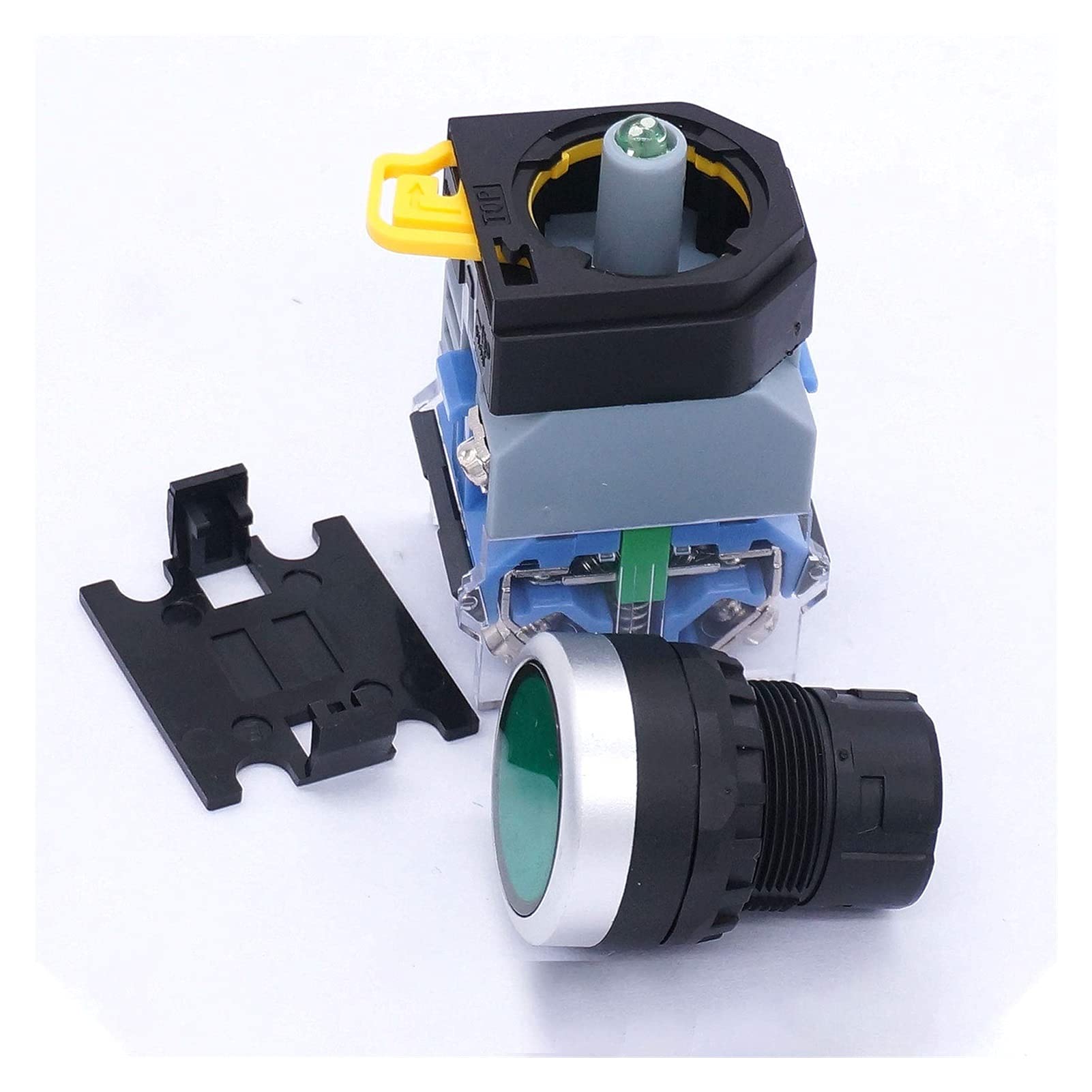 22mm 10A 440V 1NO 1NC DPST Interruptor de botón pulsador LED Verde Interruptores pulsadores con Voltaje de luz LED 110V