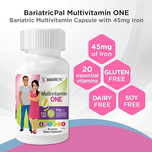 Miniatura 5 de BariatricPal - Paquete de vitaminas bariátricas de 90 días (una cápsula "1 por día!" con 45 mg de hierro y citrato de calcio suave masticable 500 mg
