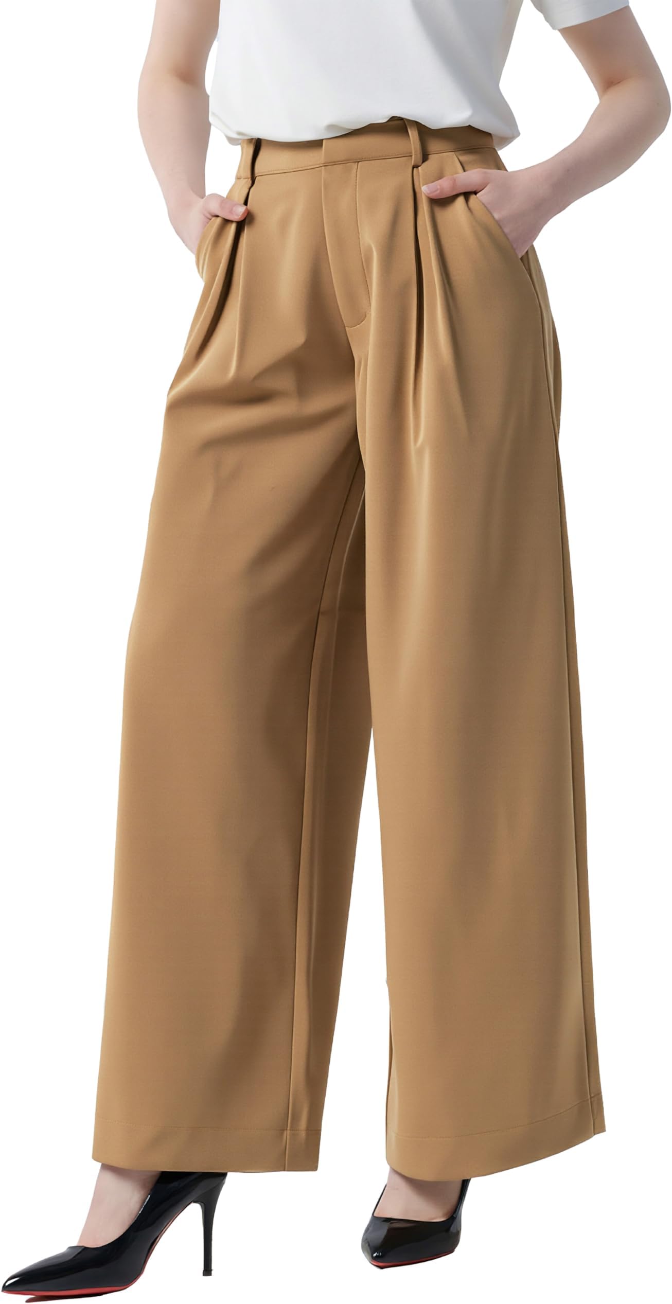 Women High Waist Casual Wide Leg Long Palazzo Pants Trousers Regular Size