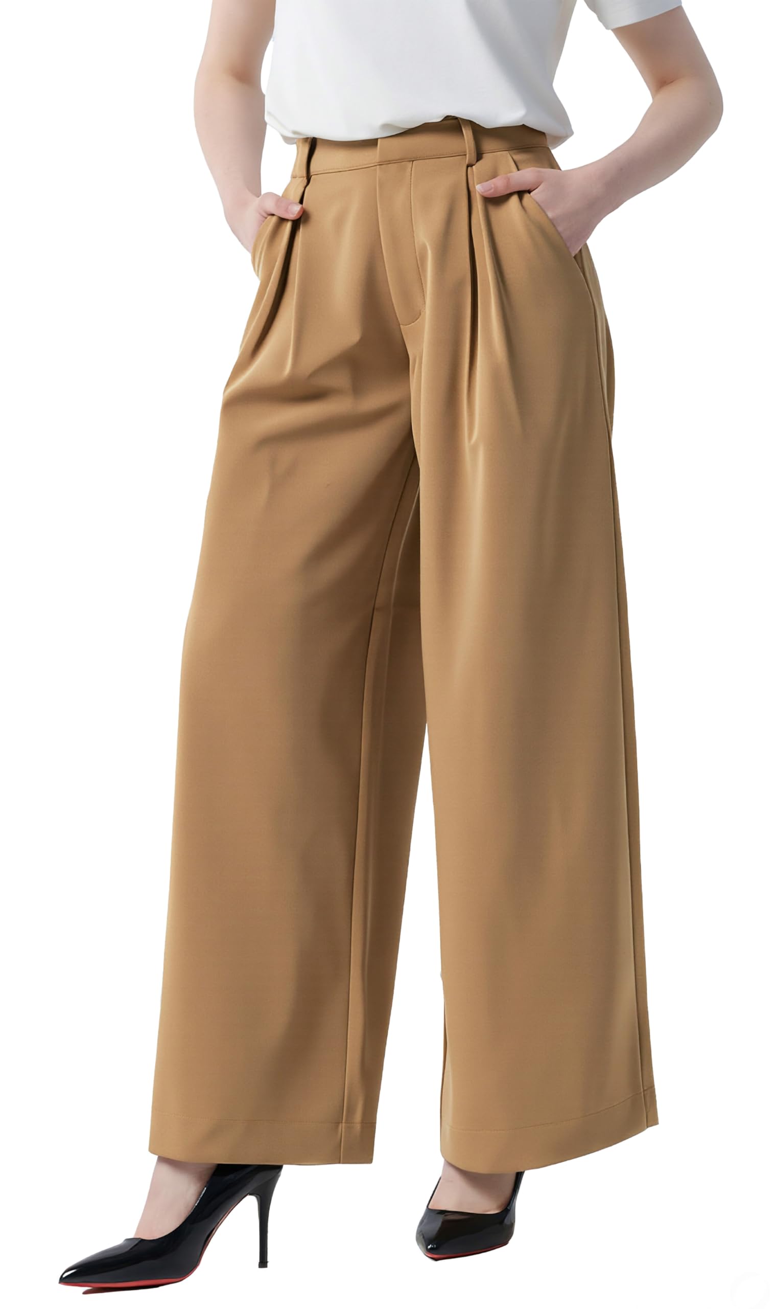 Tronjori Women High Waist Casual Wide Leg Long Palazzo Pants Trousers Regular Size
