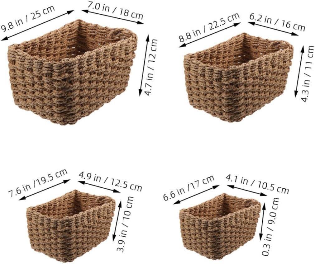 KOMBIUDA 4pcs Handwoven Storage Baskets Stylish Decorative Organizers for Home Shelves Desktops and Pantries Ample Space for Snacks Toys and Sundries Natural Woven Design