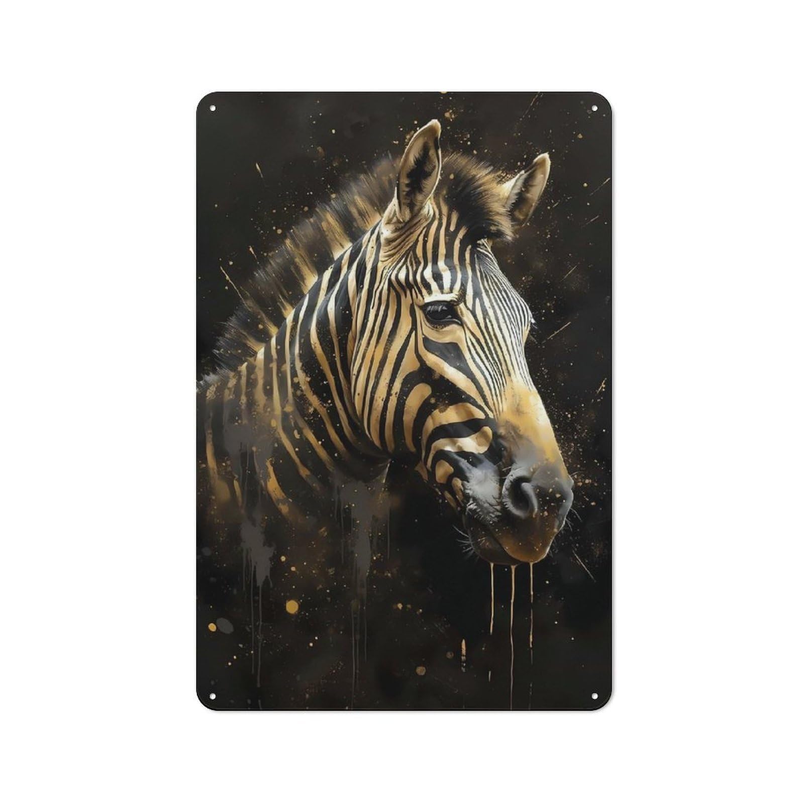 Junmoney Zebra Mystical Beings Metal Plaque 30X20cm With For Hallway Wall, Retro Decor, For Themed Interiors In Hallways And Entrance Areas