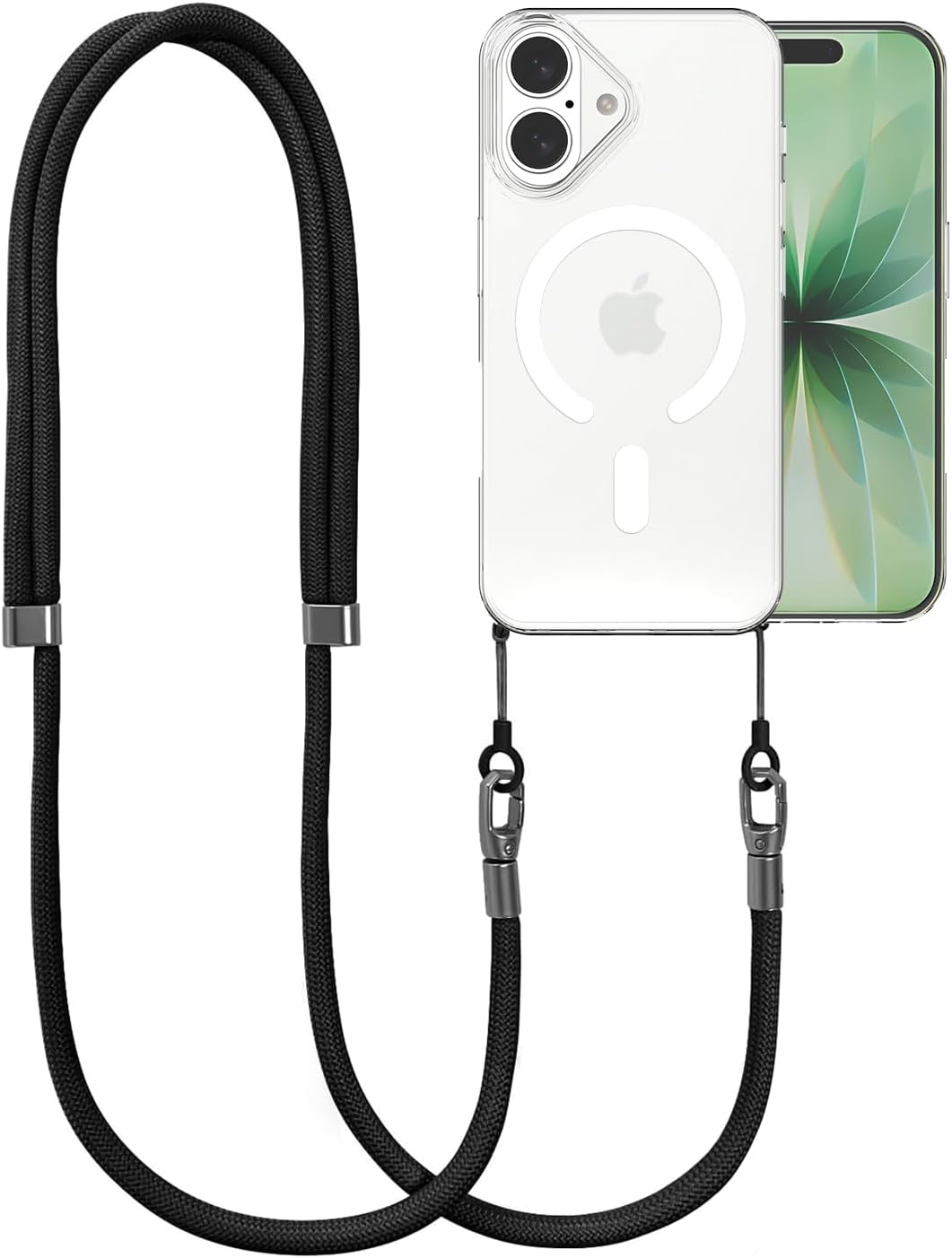 Magnetic Case for iPhone 17 Case with Detachable Crossbody Strap - Dual-Anchor Secure Lanyard, MagSafe Compatible Clear Shockproof Cover, Adjustable Neck Phone Case (6.1", 2025)
