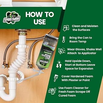 Pest Block Spray Foam - (1x12oz) 100% Odor-Free! Mouse - Rodent Repellent & Hardens Strong Polyurethane Mouse Blocker Foam Sealant Use Wall Foam Filler for Holes and Cracks, Over Paintable- 1 Pack