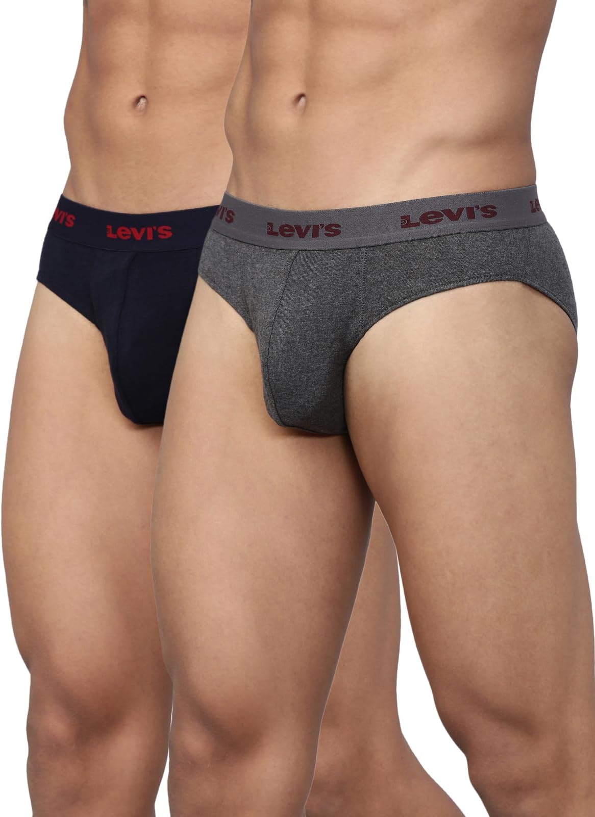 002 Men's Pure Cotton Solid Brief - Low Rise, Outer Elastic Waistband (Pack of 2)