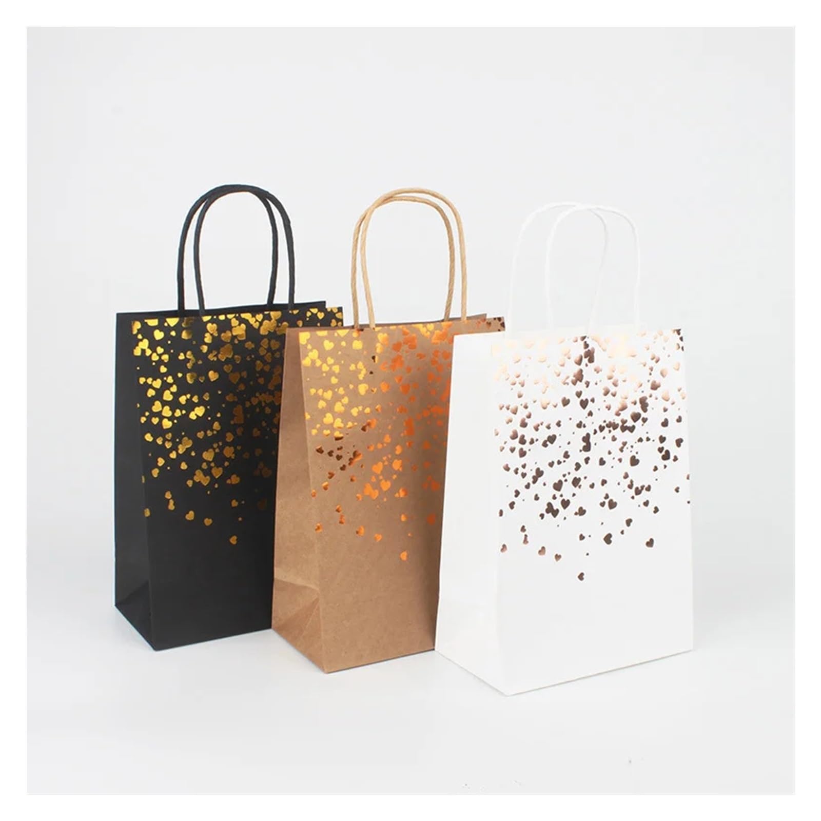 Papiertüten Mit Henkel 10/50/100pcs Hand-held Paper Bag Kraft Paper Candy Bag Wedding Party Bag Candy Shopping Bag(White,100pcs)