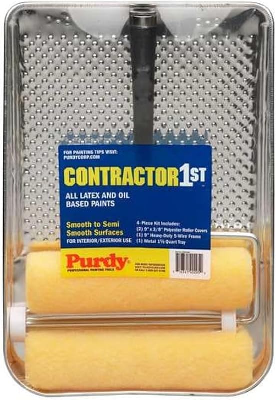 Purdy Contractor 1st 9 In. 3/8 In. Knit Roller & Tray Set (4-Piece) - 1 Each