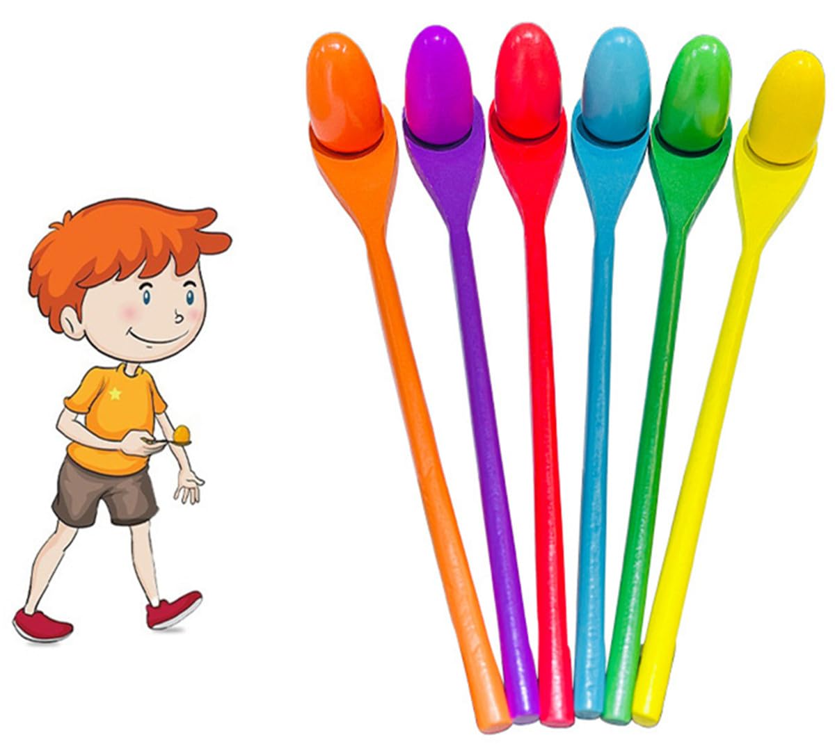 12PCS Egg Spoon Race Game Set, Wooden Balance Relay Games for Kids Easter Eggs Hunt Outdoor Lawn （1 Pack）
