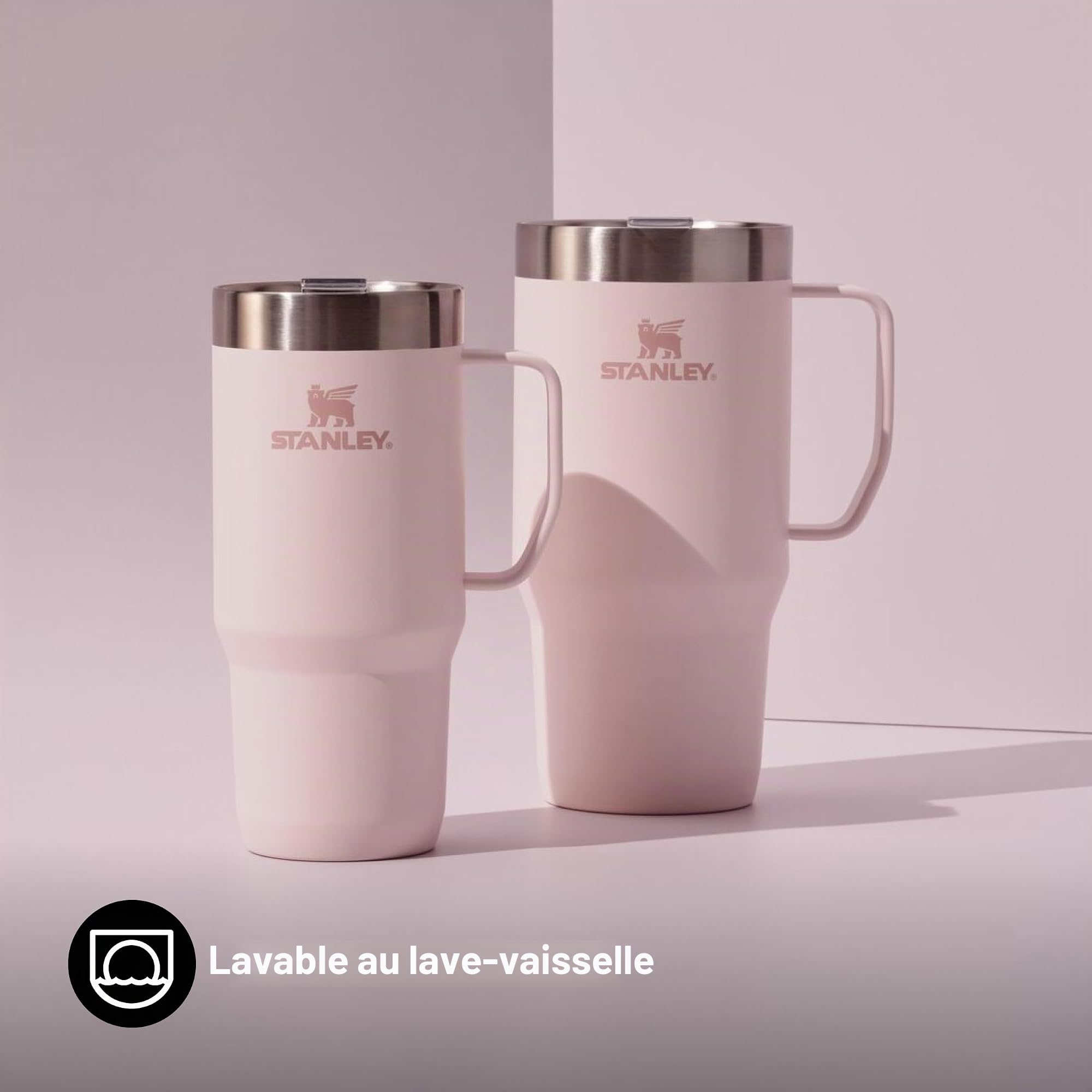 STANLEY 1913 Everyday Suburban Travel Mug 0.47L - Rose Quartz | 1,5 Heures Chaud - 5 Heures Froid - 20 Heures Avec Glace - Sans BPA - Compatible Lave-Vaisselle - Acier Inoxydable