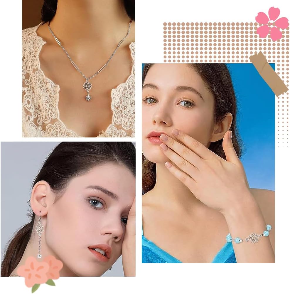 SUNNYCLUE 1 Box 100Pcs Flower Connector Charms Silver Floral Charms Mini Alloy Hollow Tibetan Daisy Plants Links Connectors Charm Bulk for Jewelry Making Charms Necklace Bracelet Earrings DIY Craft - Image 5