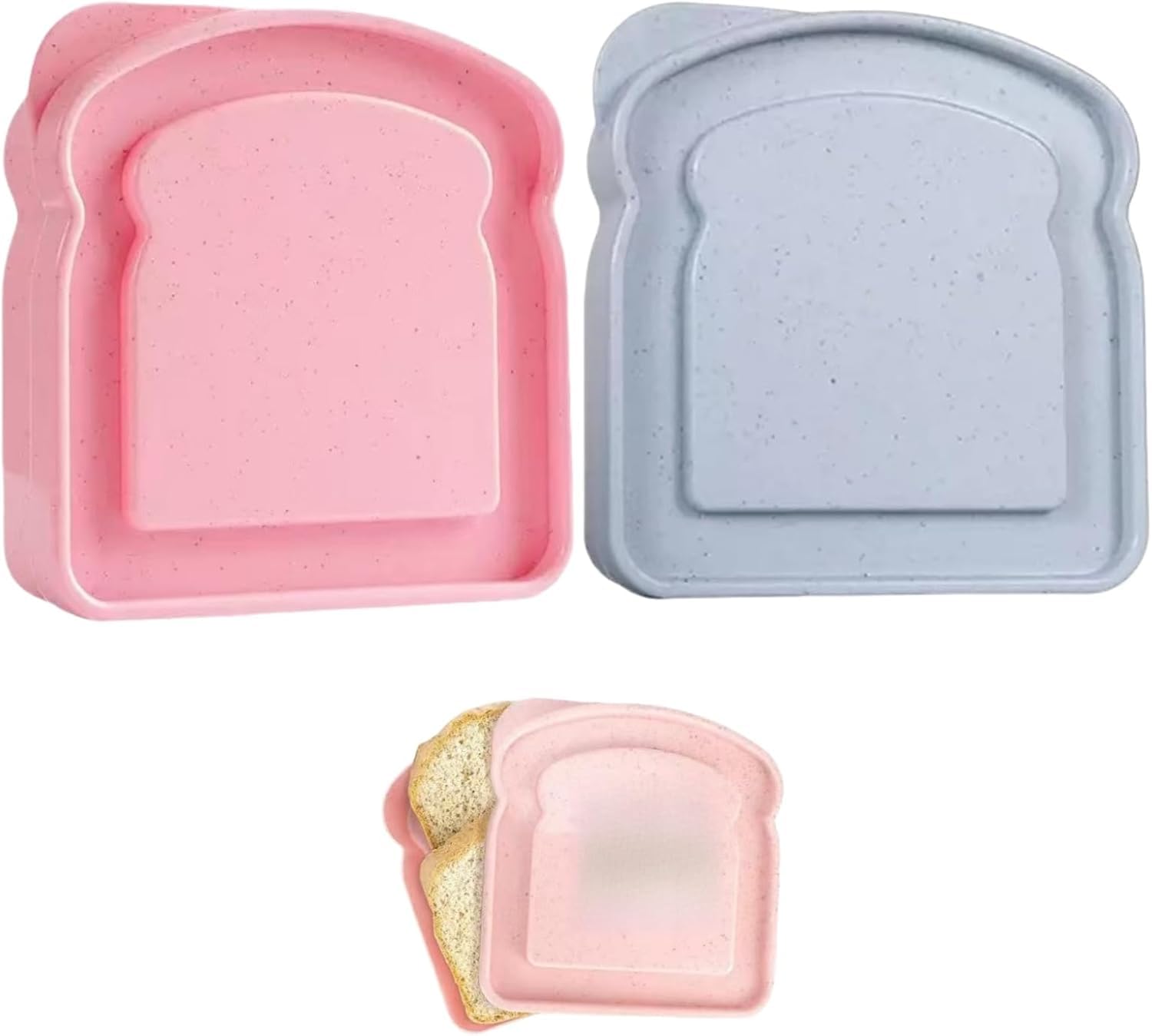 Yjemle Mixed 1Pc Random Color Sandwich Containers, Sandwich Box Food Storage Toast Shape Holder Plastic For Lunch, Sandwich Keeper For Adults Prep Microwave Food Containers Sets