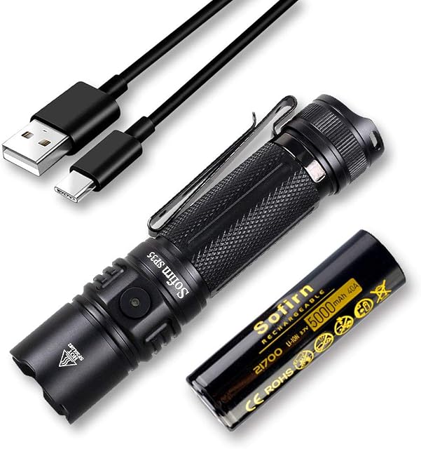 Sofirn SP35 Rechargeable LED Torch 2000 Lumen with ATR (6500K), Super Bright EDC Flashlight with 21700 Battery USBC Cable, for Outdoor Camping Hiking Hunting Fishing