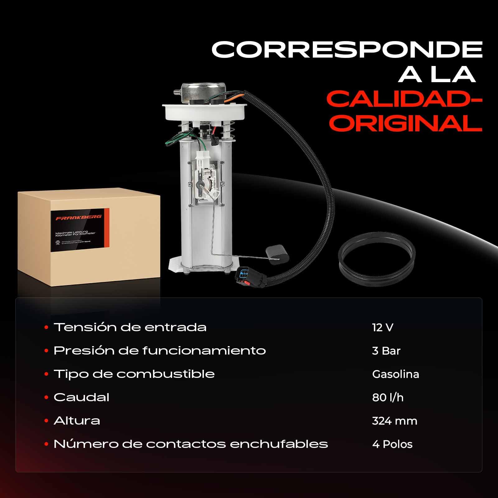 Frankberg Bomba de combustible bomba de gasolina unidad de suministro de | sin sensor de presión 4 pines; 5012953AC; Compatible con: Cherokee XJ