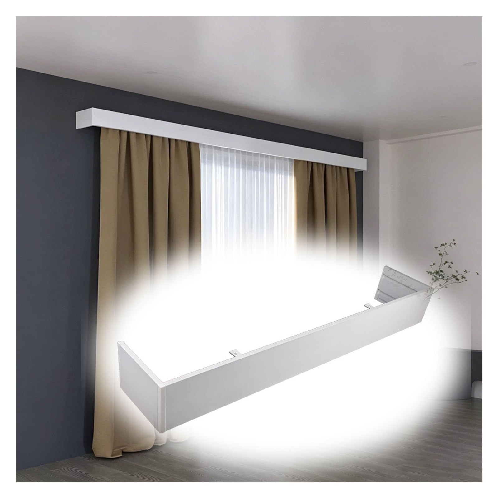 Cornisa para ventana opaca: cenefa de aluminio de 470 cm sin rieles