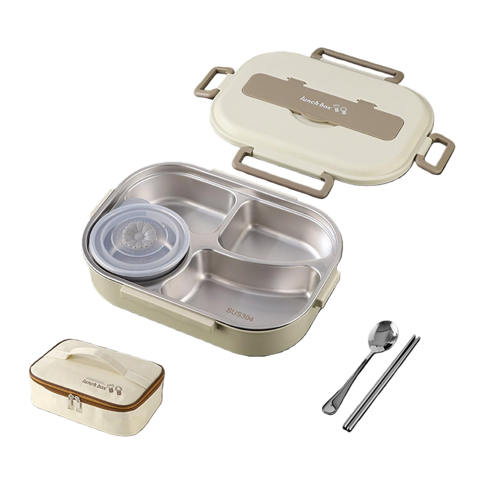 Tsophreniq Stainless Steels Insulated Lunch Box Includes Soup Bowl Spoon Chopsticks 1500ml Large Capacity Microwave Safe Bentos Box Lunch with Spoon and Chopsticks