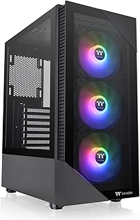 Thermaltake View 200 TG ARGB Motherboard Sync ATX Tempered Glass Mid Tower Computer Case with 3x120mm Front ARGB Fan, CA-1X3-00M1WN-00, Black