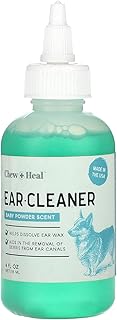 Chew + Heal Dog Ear Cleaner Solution | 4 oz Dropper | Pet Ear Wash for Dogs & Cats to Prevent Infections & Remove Wax | Soothing Aloe, Witch Hazel & Tea Tree Oil | Gentle, Vet-Approved Formula