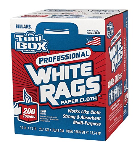 Toolbox Painters White Rags Shop Towels with Center Pull Box - 1 Count Box - 200 Towels