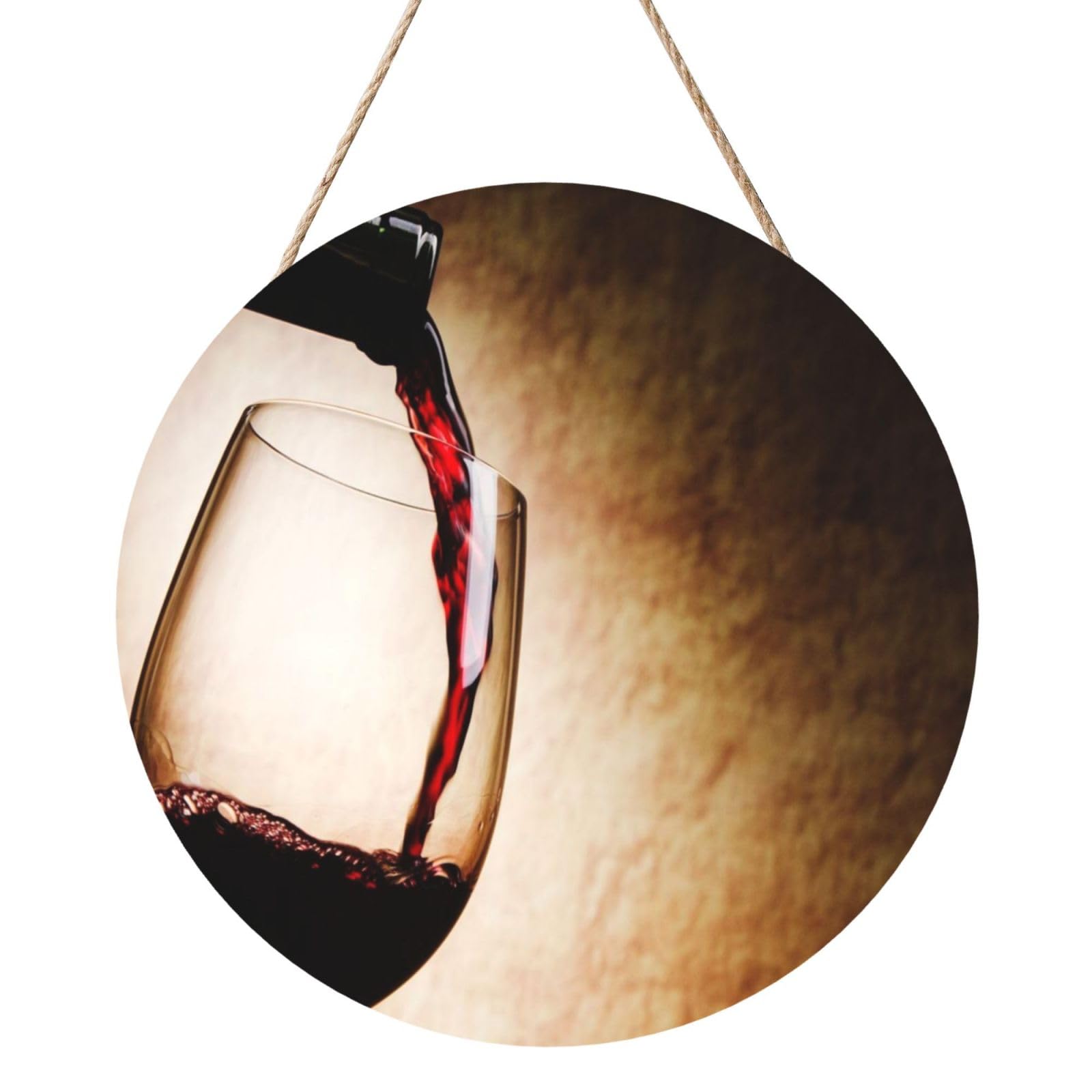 InOmak Red Wine Glass, Round Wood Panel Painting 12 in, Wall Hanging Painting For Home
