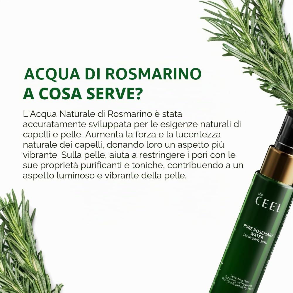 The Ceel Spray tonico per la crescita dei capelli con acqua di rosmarino – Vegan Leave-In Scalp Idration & Anti-Hair Loss Spray – Trattamento giornaliero non grasso per tutti i tipi di capelli – 100