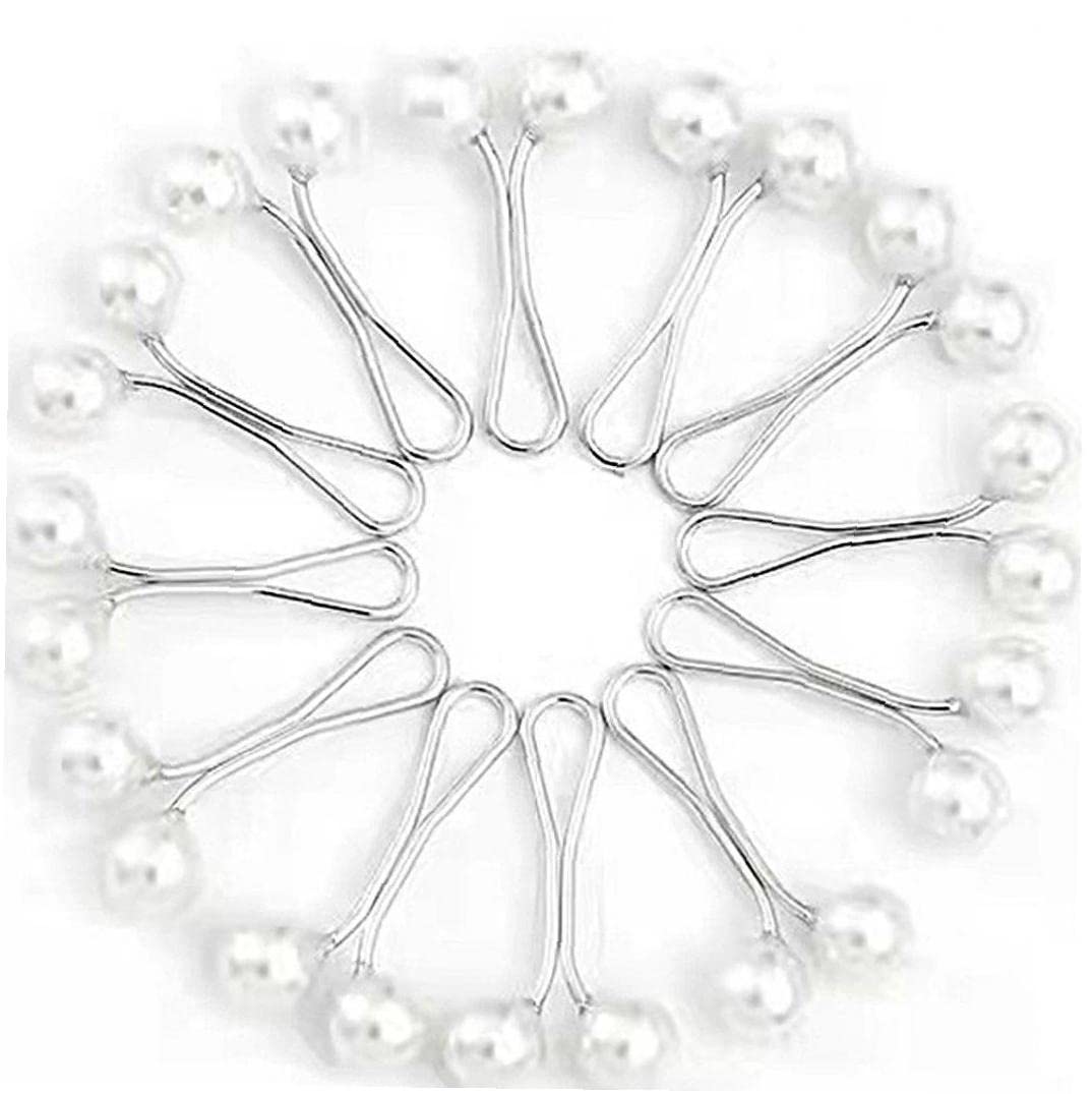 Casiler Women's White 12 Pcs Muslim Hijab Scarf Clips U Shaped Pearl Headscarf Pin Brooch Headscarf Pins For Scarves Accessories