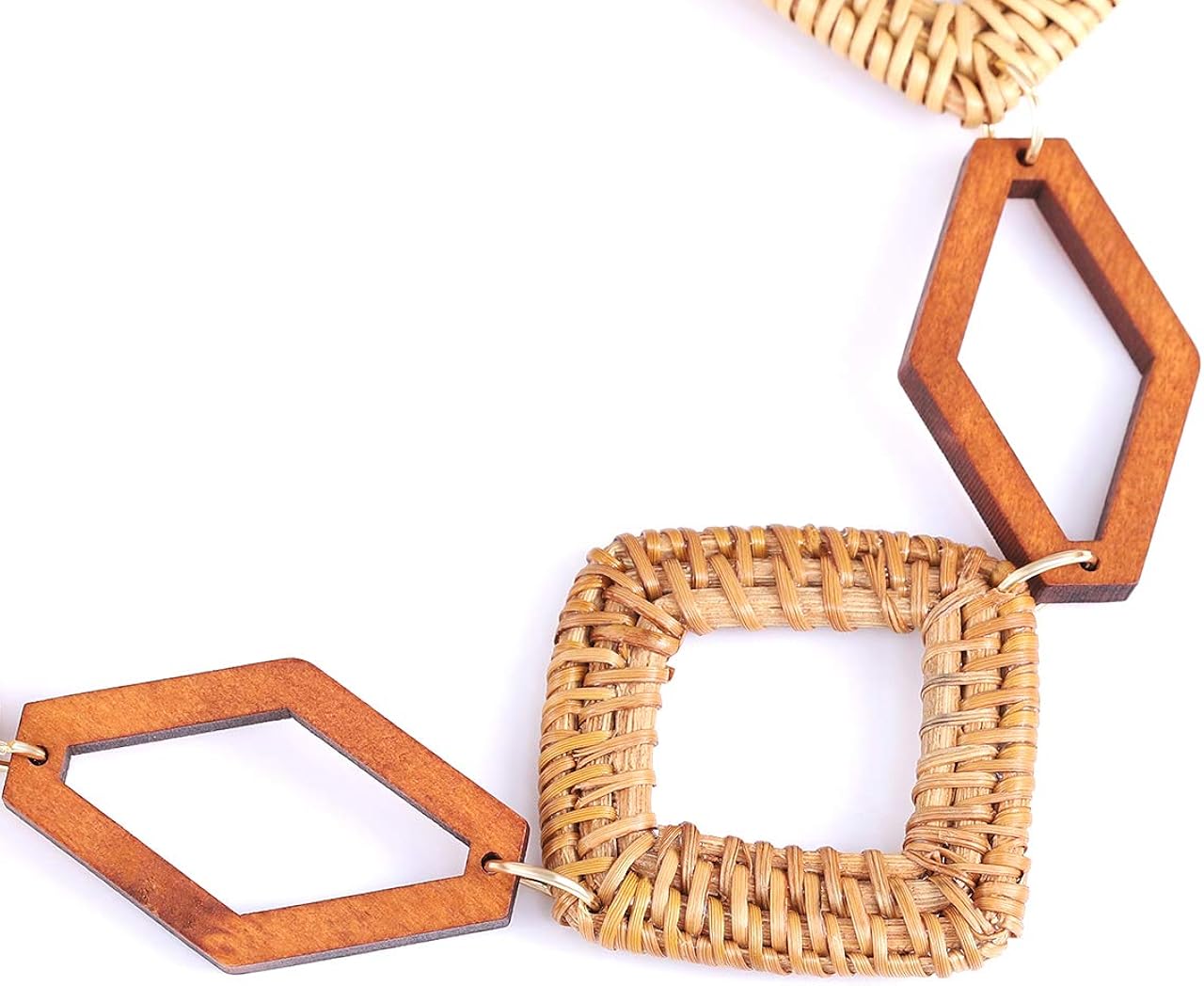 Miniatura 3 de LENOOCLE Long Necklaces for Women Bohemian Geometric Rattan Pendant Necklace Wood Straw Woven Handmade Collar Necklace Beach jewelry Gift