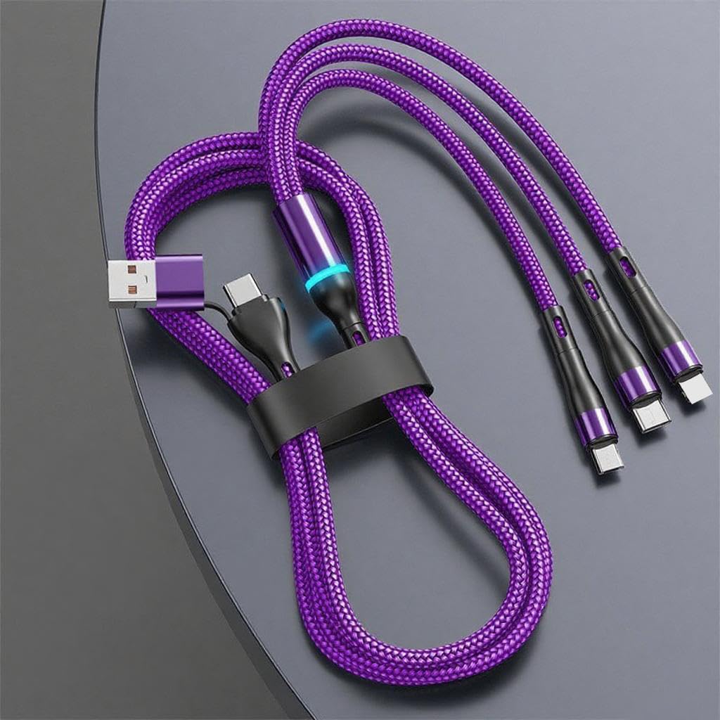 Cavo di ricarica USB a 6 porte multiple, da USB A/USBC a micro USB/tipo C PD, cavo di ricarica rapida flessibile in nylon intrecciato compatibile con la maggior parte dei dispositivi, 39 pollici