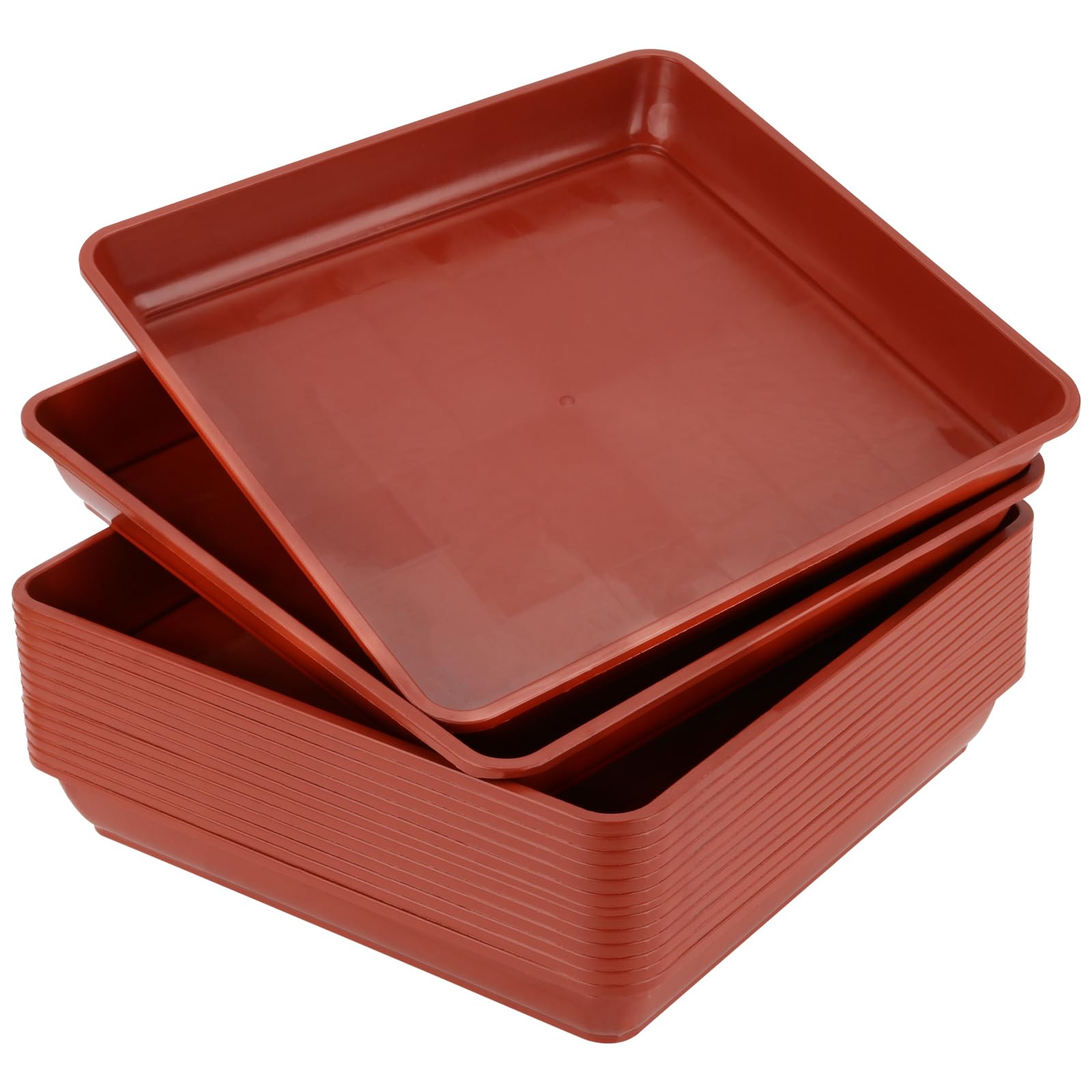 JOIKIT 15 PCS 8.8 x 8.8 Inch Square Plant Saucer, Plastic Plant Saucer Drip Tray, Square Flower Pot Tray for Indoors and Outdoor Plant Pots, 1.2 Inch Deep, Terracotta