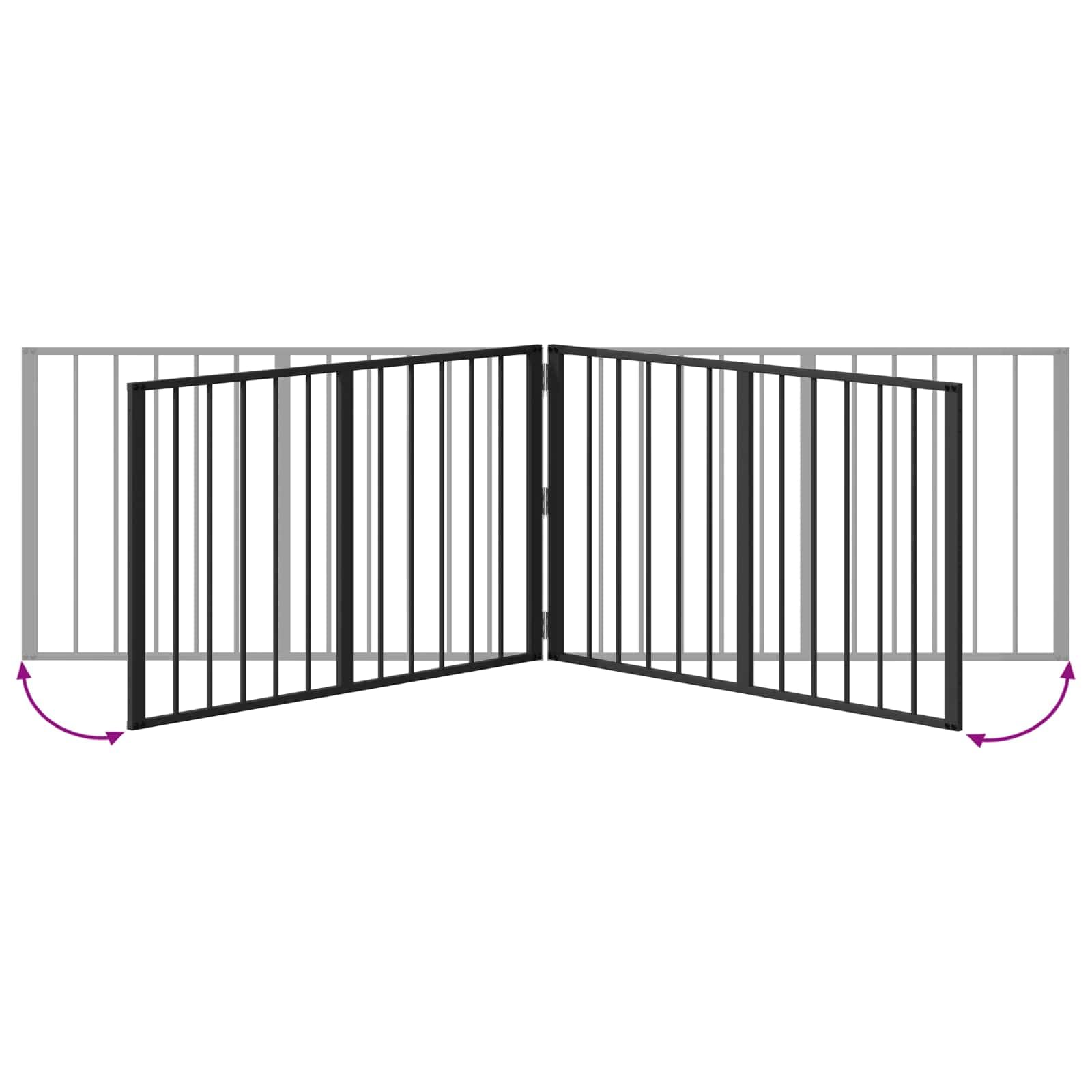Puerta para perros, 2 unidades, acero galvanizado negro, 100 x 60 cm, plegable para cachorro y perro, barrera de seguridad, parque de seguridad, protección para casa, apartamento, jardín